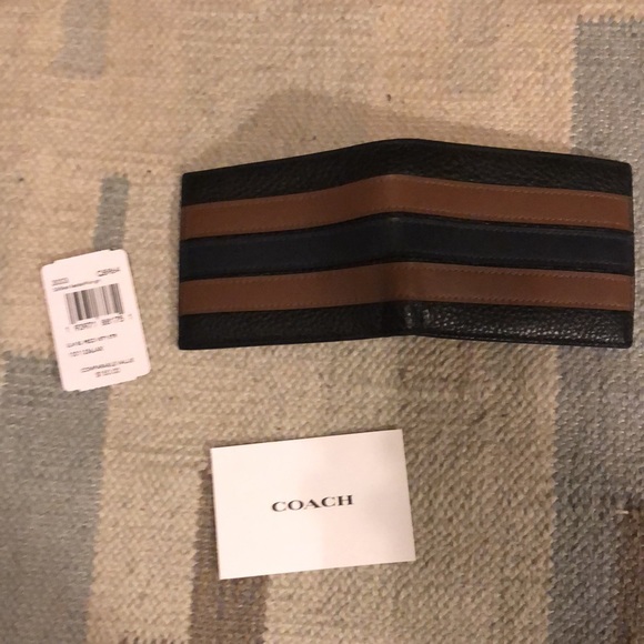 🆕 Coach Slim Billfold Wallet With Varsity Stripe - Picture 7 of 7